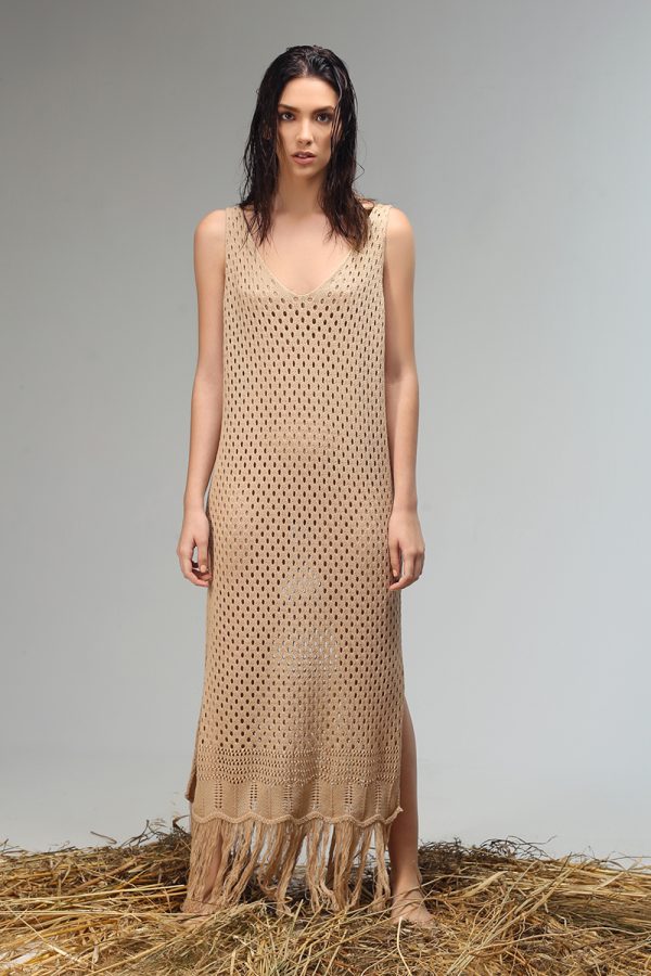 holy long sleeveless dress knitted from Nima liminal ss 21 collection