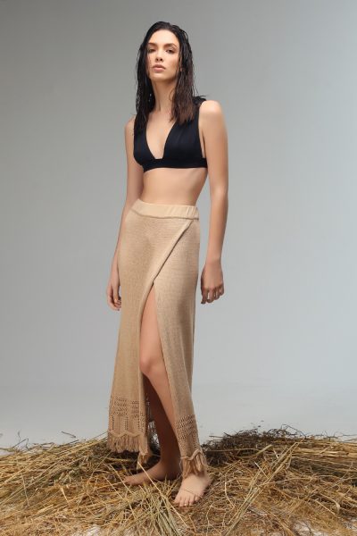 tassie cut out skirt midi knitted by Nima liminal ss21 collection